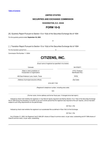 Thumbnail Citizens Inc 10-Q Quarterly Report FY 