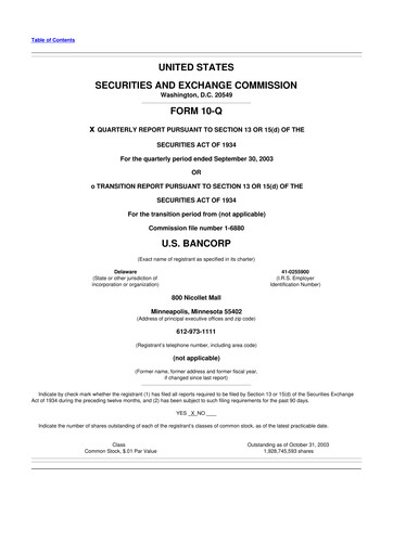 Miniature U.S. Bancorp 10-Q Rapport trimestriel  