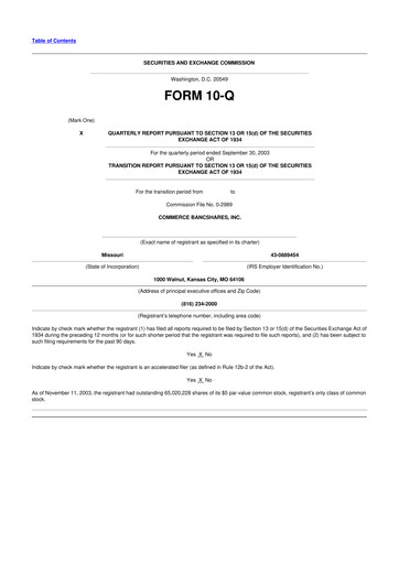Vorschaubild Commerce Bancshares
 10-Q Quartalsbericht  