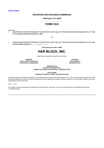 Thumbnail H&R Block
 10-Q Quarterly Report FY 