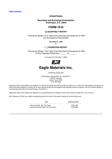 Thumbnail Eagle Materials
 10-Q Quarterly Report FY 