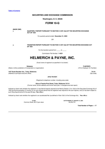 Thumbnail Helmerich & Payne

 10-Q Quarterly Report FY 