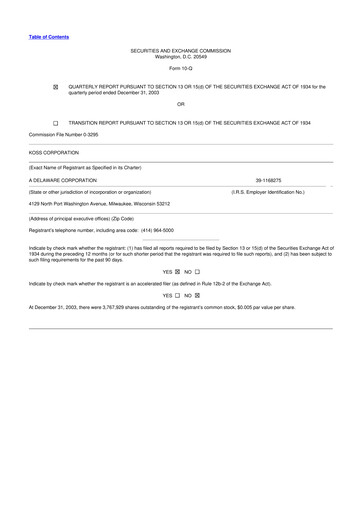 Thumbnail Koss 10-Q Quarterly Report FY 