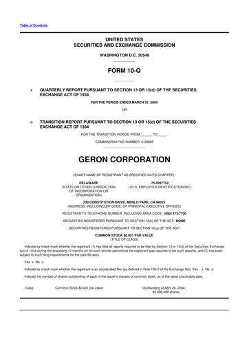 Thumbnail Geron 10-Q Quarterly Report FY 