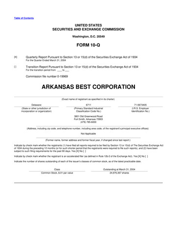 Thumbnail ArcBest 10-Q Quarterly Report FY 