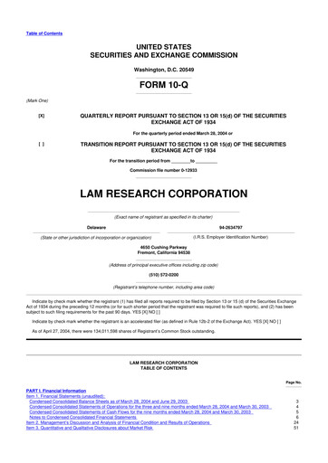 Vorschaubild Lam Research 10-Q Quartalsbericht  