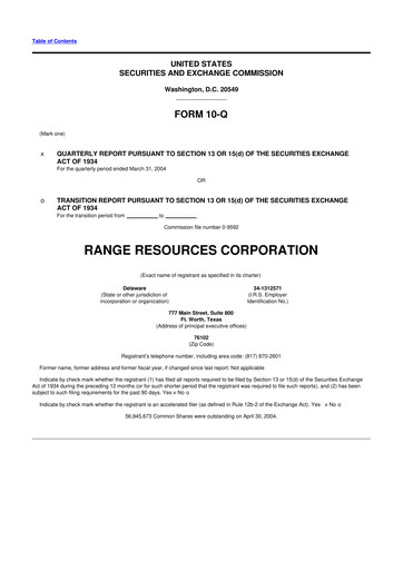 Thumbnail Range Resources
 10-Q Quarterly Report FY 