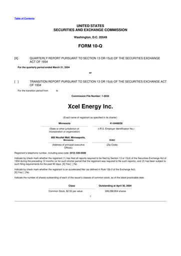 Thumbnail Xcel Energy 10-Q Quarterly Report FY 