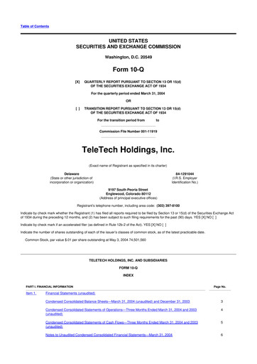 Thumbnail TTEC 10-Q Quarterly Report FY 