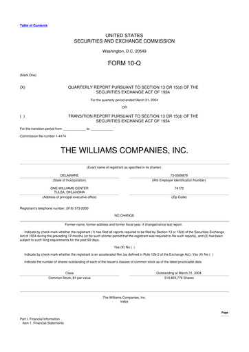 Thumbnail Williams Companies
 10-Q Quarterly Report FY 