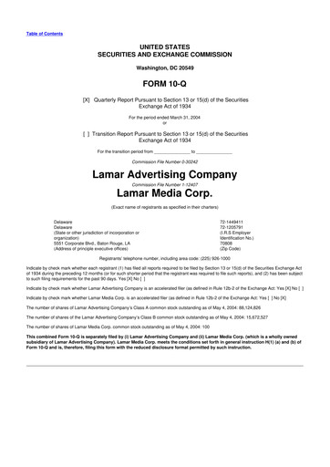 Thumbnail Lamar Advertising 10-Q Quarterly Report FY 