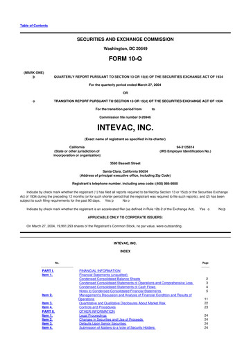 Thumbnail Intevac
 10-Q Quarterly Report FY 