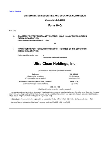 Vorschaubild UCT (Ultra Clean Holdings) 10-Q Quartalsbericht  