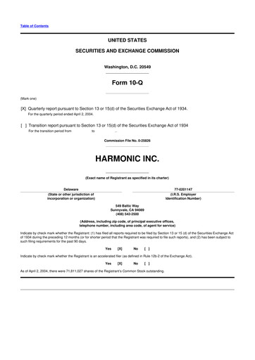 Thumbnail Harmonic Inc. 10-Q Quarterly Report FY 