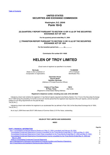 Vorschaubild Helen of Troy 10-Q Quartalsbericht  