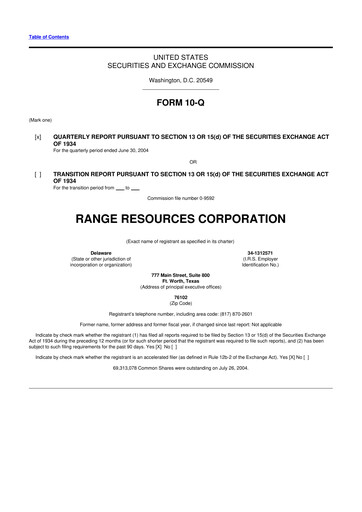 Thumbnail Range Resources
 10-Q Quarterly Report FY 