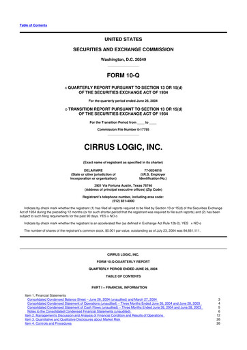Thumbnail Cirrus Logic
 10-Q Quarterly Report FY 