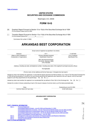 Thumbnail ArcBest 10-Q Quarterly Report FY 