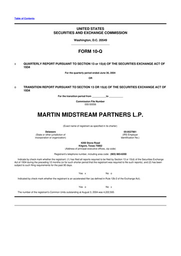 Thumbnail Martin Midstream Partners 10-Q Quarterly Report FY 