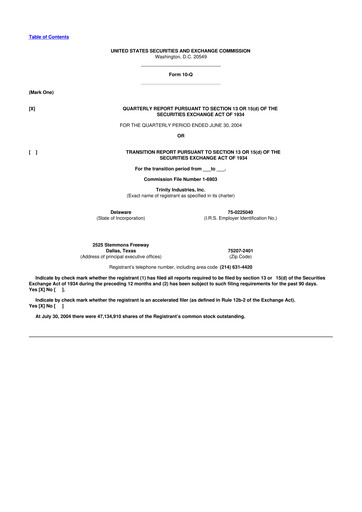 Miniature Trinity Industries
 10-Q Rapport trimestriel  