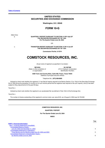 Thumbnail Comstock Resources 10-Q Quarterly Report FY 