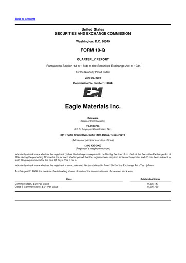 Thumbnail Eagle Materials
 10-Q Quarterly Report FY 
