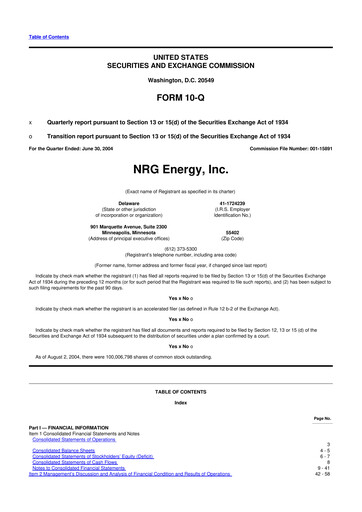 Thumbnail NRG Energy
 10-Q Quarterly Report FY 