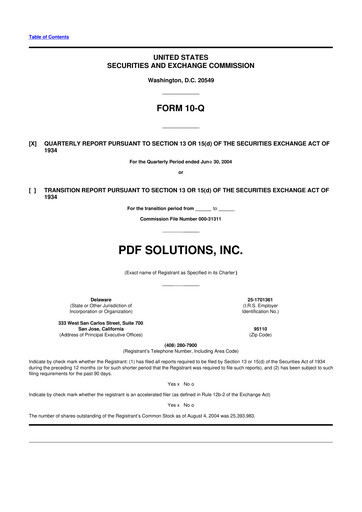 Thumbnail PDF Solutions 10-Q Quarterly Report FY 