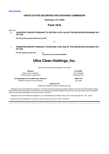 Vorschaubild UCT (Ultra Clean Holdings) 10-Q Quartalsbericht  
