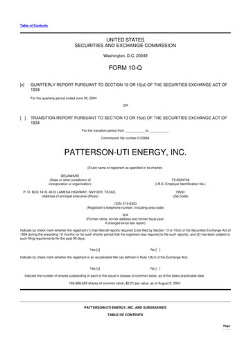 Thumbnail Patterson-UTI Energy 10-Q Quarterly Report FY 