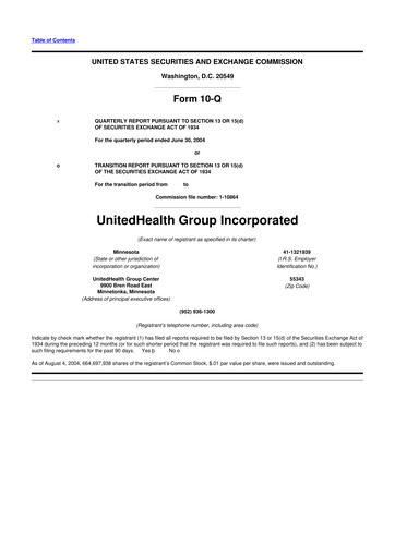 Thumbnail UnitedHealth 10-Q Quarterly Report FY 