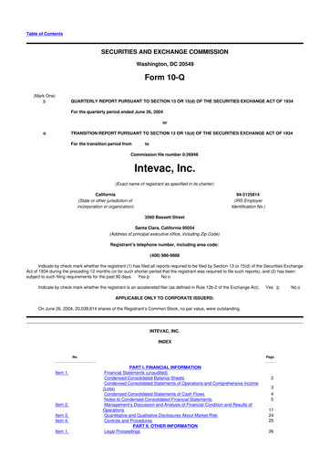 Thumbnail Intevac
 10-Q Quarterly Report FY 