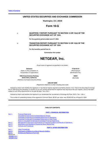 Miniature NETGEAR 10-Q Rapport trimestriel  