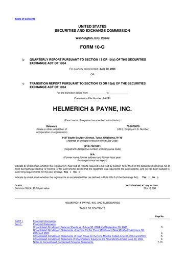 Thumbnail Helmerich & Payne

 10-Q Quarterly Report FY 
