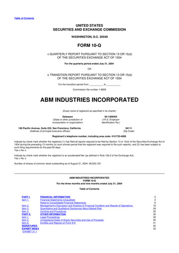 Thumbnail ABM Industries
 10-Q Quarterly Report FY 