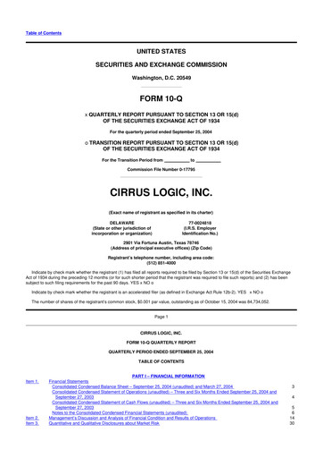 Thumbnail Cirrus Logic
 10-Q Quarterly Report FY 