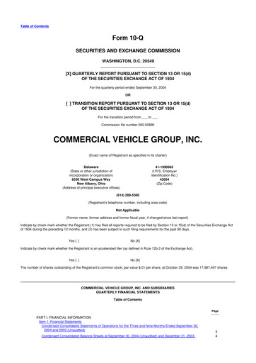 Vorschaubild Commercial Vehicle Group (CVG) 10-Q Quartalsbericht  