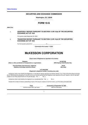 Miniature McKesson 10-Q Rapport trimestriel  