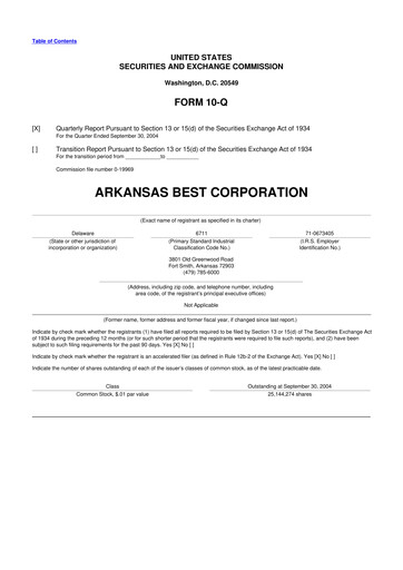 Thumbnail ArcBest 10-Q Quarterly Report FY 