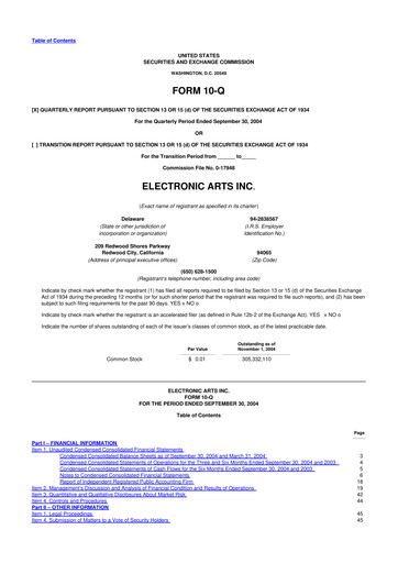 Thumbnail Electronic Arts 10-Q Quarterly Report FY 