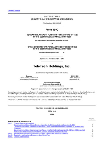 Thumbnail TTEC 10-Q Quarterly Report FY 