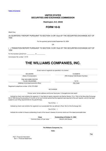 Thumbnail Williams Companies
 10-Q Quarterly Report FY 