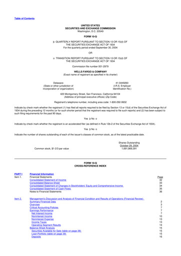 Vorschaubild Wells Fargo 10-Q Quartalsbericht  