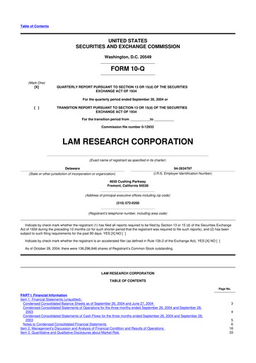 Vorschaubild Lam Research 10-Q Quartalsbericht  