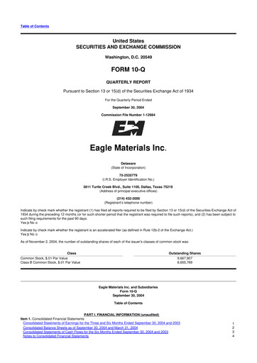 Thumbnail Eagle Materials
 10-Q Quarterly Report FY 