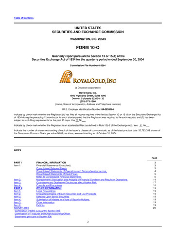 Vorschaubild Royal Gold
 10-Q Quartalsbericht  