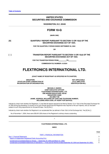 Miniature Flex 10-Q Rapport trimestriel  