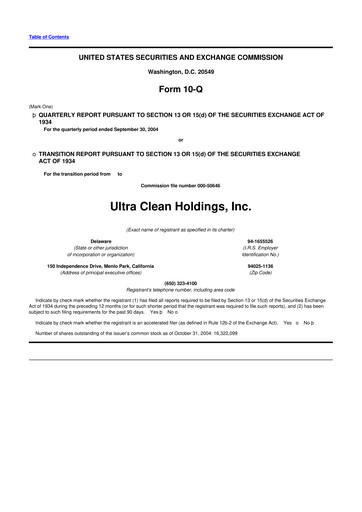Vorschaubild UCT (Ultra Clean Holdings) 10-Q Quartalsbericht  
