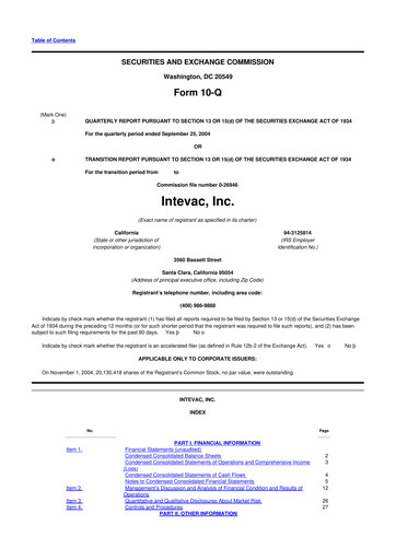 Thumbnail Intevac
 10-Q Quarterly Report FY 