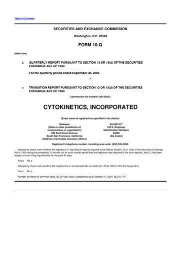 Thumbnail Cytokinetics
 10-Q Quarterly Report FY 